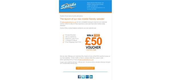 And the Winner of a Free £50 Voucher for his Next Order at Sparks is....