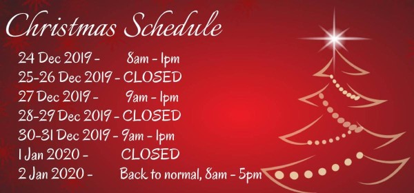 2019 Christmas and New Year Opening Times at Sparks - Happy Holidays!