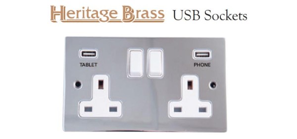 NEW: USB Sockets from Heritage Brass in Flat, Stepped, and Raised Plate!
