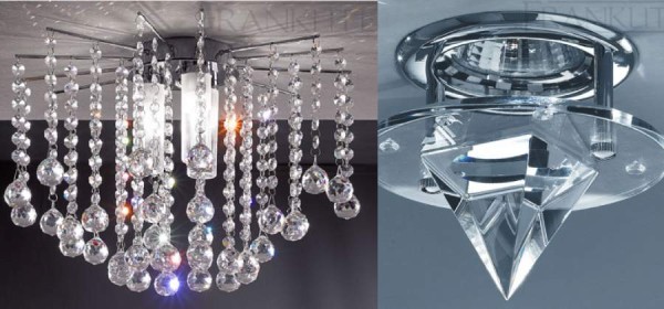3 amazing Franklite ceiling lights in chrome and crystal - stylish downlights