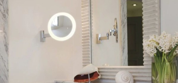 Bathroom Lighting Guide: the magnifying mirror(task light) and the LED lights(mood lighting)