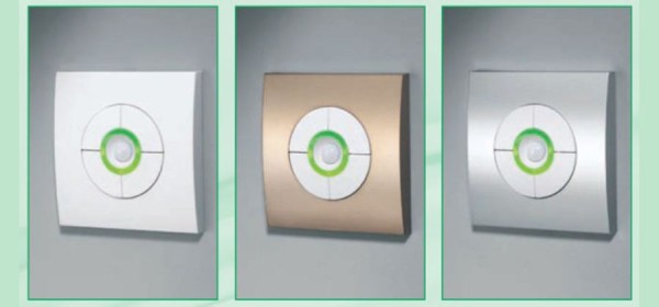 Green-i switches in white, bronze, and steel - stylish energy saving controls for home