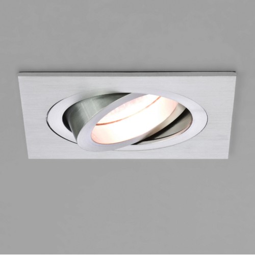 Taro Square Fire Rated Fixed Downlight in Brushed Aluminium using 1 x GU10 50W IP20 Dimmable, Astro 1240029
