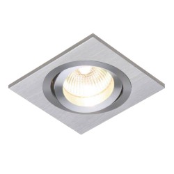 Tetra Single Square Tilting Recessed Ceiling Light IP20 in Brushed Silver Anodized using 1x GU10 LED Lamp, Saxby Lighting 52403
