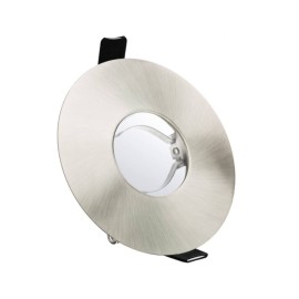 Evofire IP65 70mm-100mm cut-out Fire Rated Round Downlight in Satin Nickel with GU10 Holder and Insulation Guard