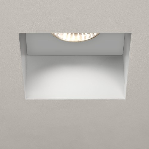 Trimless Square Fire Rated Fixed Downlight IP65 in Matt White GU10 6W LED Dimmable Astro 1248005