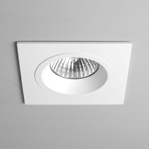 Taro Square Fire Rated Fixed Downlight in Matt White using 1 x GU10 50W IP20 Dimmable, Astro 1240026