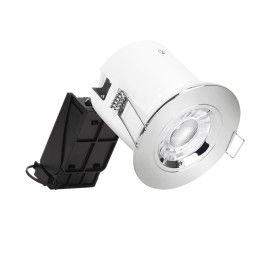 IP20 Fire Rated Fixed Round GU10 Downlight with 90mm Polished Chrome Bezel, Enlite Pro Fixed EN-DLM981X + BZ91PC