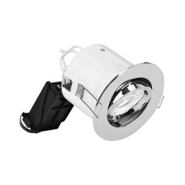 IP20 Fire Rated Round Adjustable GU10 Downlight with Polished Chrome 102mm Bezel, Enlite DLM982X + BZ92PC EFD PRO