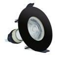 Ultra Thin Fire Rated IP65 Black Round Fixed Downlight with GU10 Lampholder 70mm cutout Integral LED Evofire