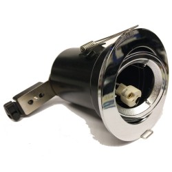 12V Tilting Fire Rated Round Downlight in Chrome, Low Voltage 50W Adjustable Fitting