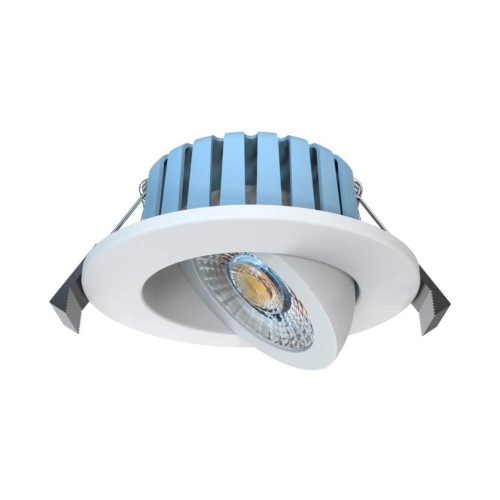 IP65 Fire Rated Tilting 7W CCT 700lm LED Downlight in White Dimmable (3000K/4000K/6000K)
