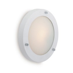 Rondo Wall / Ceiling Flush Light in White with Opal Diffuser, IP54 180mmm Bathroom Light