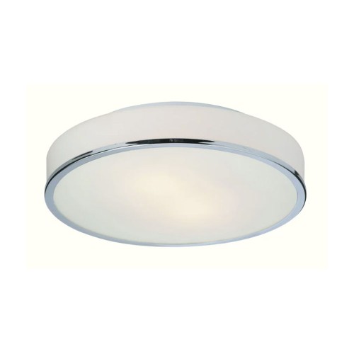 Profile Round Flush Bathroom Ceiling Light in Chrome and Opal Glass Diffuser 32cm Dia Firstlight 5756CH