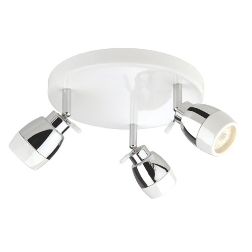 Marine White Three Ceiling Spots on Chrome Round Flush Base, Firstlight 8203WH IP44 rated