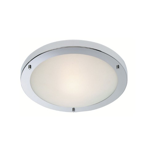 Rondo LED Flush Bathroom Light 11W IP44 in Chrome and Opal Glass Shade 310mm Diameter, Firstlight 8611CH