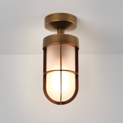 Cabin Semi Flush Ceiling Light in Antique Brass with Frosted Glass 1 x E27 12W (max) LED, Astro 1368012