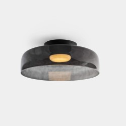 Levels 1 Flush LED Ceiling Light in Black with Smoked Glass Shade 420mm Dia c/w 28W CCT 1850lm LEDS-C4 15-A133-05-12