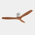 Stem Ceiling Fan with Light in Satin Nickel with Wood Blades IP20 c/w 52W CCT LED Lamp LEDS-C4 30-8644-81-92