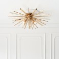Starly 4 Lights Ceiling Flush Light in Antique Brass with Champagne Glass Shards 4x E14/SES LED Lamps