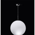Nemo Asteroid 50cm dia Pendant, Large 500mm Opal White Glass Globe Suspension Lamp with Chrome