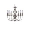 Zanzibar 6 Light Chandelier in Satin Silver, Traditional Ceiling Light with Ornate Twisted Column
