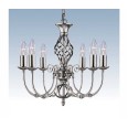 Zanzibar 6 Light Chandelier in Satin Silver, Traditional Ceiling Light with Ornate Twisted Column