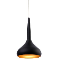 Bar 8W 600lm 2800K LED Ceiling Pendant in Black with a Gold Interior, Firstlight 8613BK