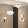 Zeppo Bathroom Ceiling Light in Matt Black and white Globe Glass IP44 300mm diameter E27/ES 12W LED, Astro 1176017