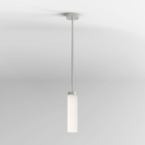 Kyoto LED Bathroom Pendant Light in Matt Nickel with Acid Etched Glass Shade IP44 7.8W 3000K, Astro 1060008