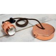 Vintage E27/ES Pendant Cord Set in Rose Gold with Plated Ceiling Rose and 1.8m Braided Mains Cable