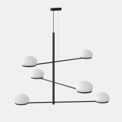 Coco Black 6 Light Pendant Light with White Diffusers using 6x E14/SES LED Lamps, LEDS-C4 00-7986-05-M1 Chandelier