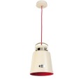 Old White Vintage Metal Pendant, La Creu Lamp with Red Interior 00-0253-21-16