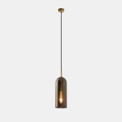Glam Small Pendant in Matt Gold with Smoked Glass Diffuser 1x E14/SES max. 9W, LEDS-C4 00-8107-DN-12