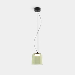 Levels 1 Pendant in Black with 220mm Diam Green Glass Shade c/w 19W CCT 1255lm LED Lamp LEDS-C4 00-A024-05-08