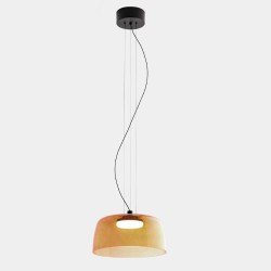 Levels 1 Pendant in Black with 320mm Diam Amber Glass Shade c/w 19W CCT 1255lm LED Lamp LEDS-C4 00-A025-05-15