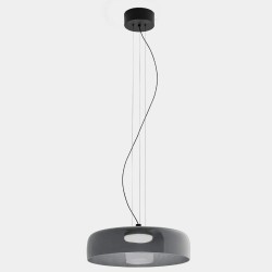 Levels 1 Pendant in Black with 420mm Diam Smoked Glass Shade c/w 19W CCT 1255lm LED Lamp LEDS-C4 00-A026-05-12
