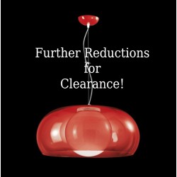 Balun Pendant Ceiling Light in Transparent Red Shade with Opal White Globe Lens - Further Reduction for Clearance!