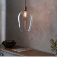 Clary Large Pendant Light in Antique Brass with Clear Glass Diffuser using 1x E27/ES LED Lamp