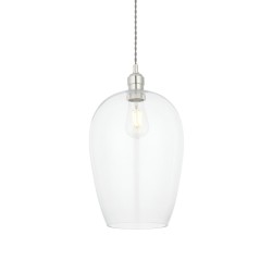 Clary Small Pendant Light in Antique Brass with Clear Glass Diffuser using 1x E27/ES LED Lamp