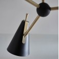 Cony Semi-Flush 3 Light Ceiling Pendant Light in Matt Antique Brass and Black Spots 3x E14/SES LED Lamps