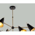 Cony Matt Antique Brass with Matt Black 6 Spotlight Pendant Light E14/SES LED Lamps