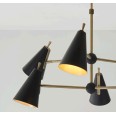 Cony Matt Antique Brass with Matt Black 6 Spotlight Pendant Light E14/SES LED Lamps