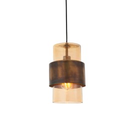 Fily Antique Brass Patina Pendant Light with Champagne Lustre Glass 1x E27 LED/ES Lamp, Ceiling Suspension Lamp