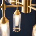 Fluty 12 Lamps Pendant in Satin Brass with Frosted Ribbed Glass Shades using 12x G9 LED Lamps