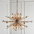 Starly 8 Lights Large Pendant Light in Antique Brass with Champagne Glass Shards 8x E14/SES GLS LED Lamps