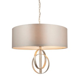 Molly 5 Light Pendant Antique Gold Leaf with Mink Fabric Shade using 5x E27/ES LED Lamps
