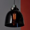 Dusky Black Chrome Ceiling Pendant Light with Black Tinted Glass Shade 1x E27/ES Filament Lamp