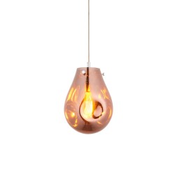 Pary Copper Metallic Glass Medium Pendant with Chrome Trim using 1x E27/ES Filament Lamp