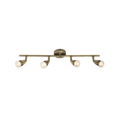 Amalfi 4 Spotlights on a Bar Ceiling Light in Antique Brass using GU10 Lamps (not included), Adjustable and Dimmable Spots